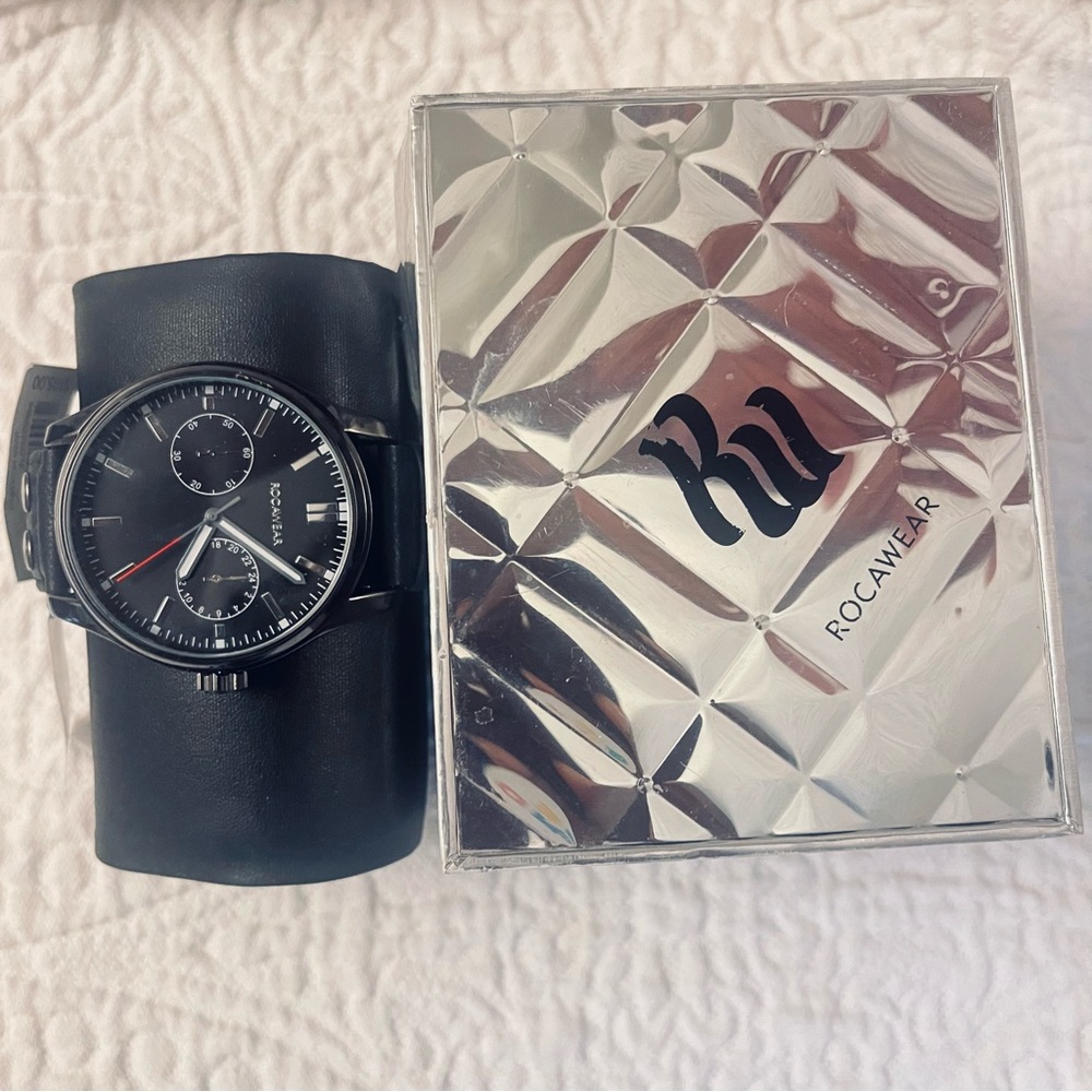 Rocawear Black Leather Strap with Gold Buckle